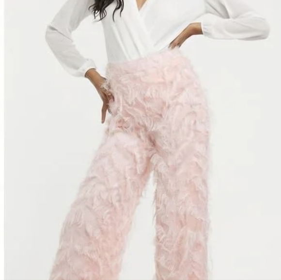 Missguided feather look wide leg pants - Picture 2 of 6